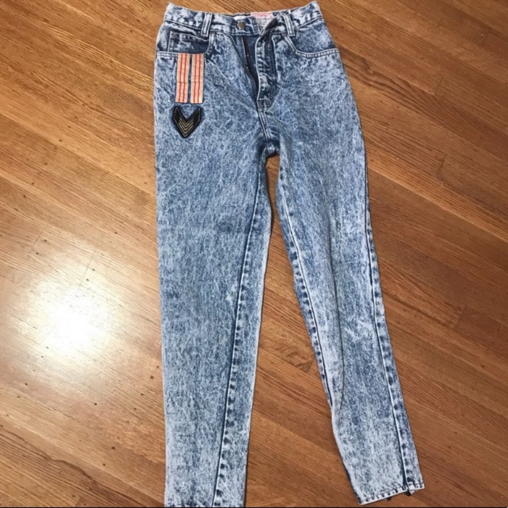 Blue acid washed denim jeans